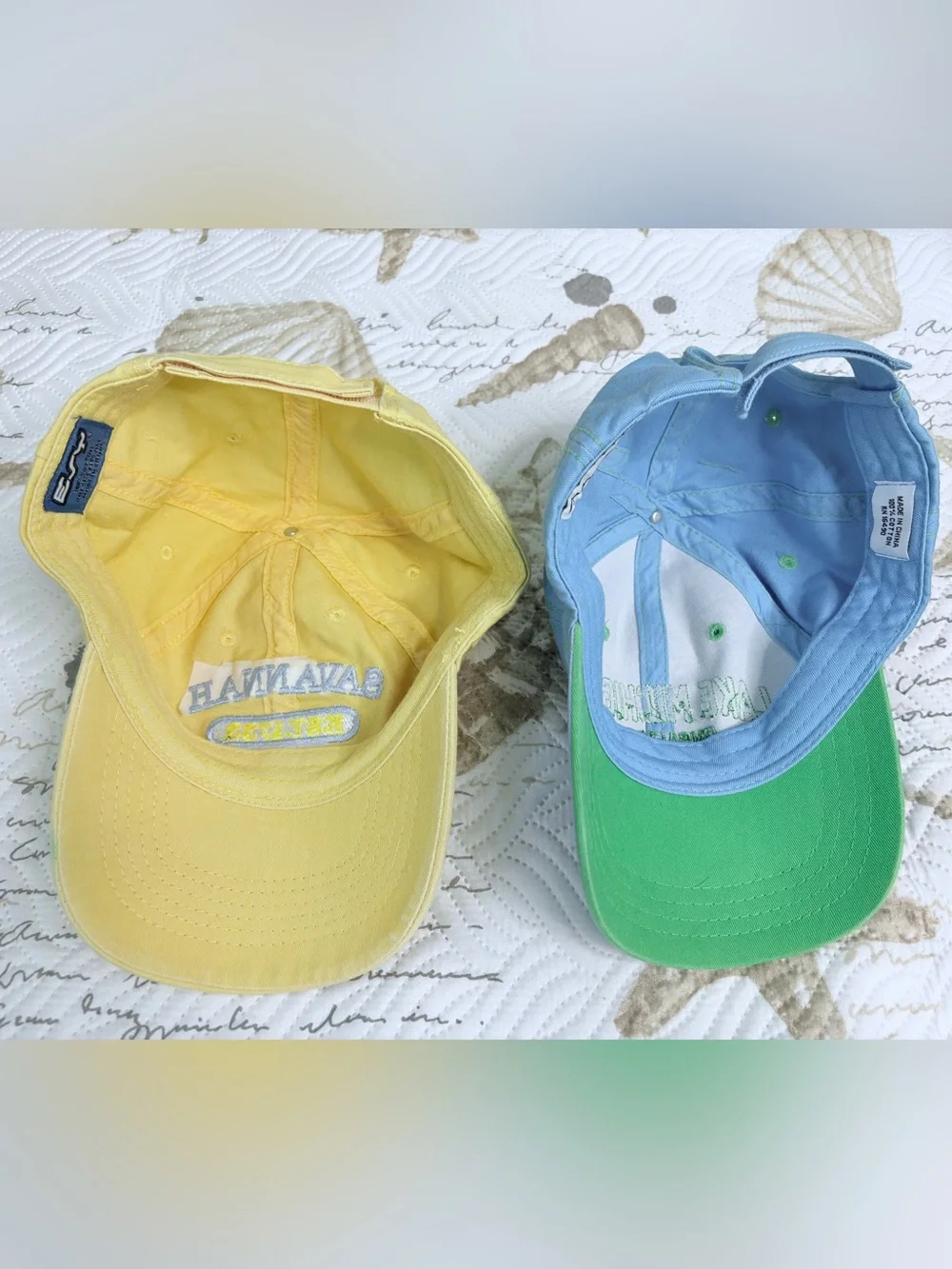 Savannah Georgia Yellow & Lake Michigan Blue Embroidered Caps